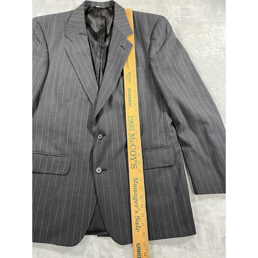 Vtg Burberrys Suit Jacket Men's 42 Regular Black Stripe Pure Wool 2 Button - Picture 9 of 14